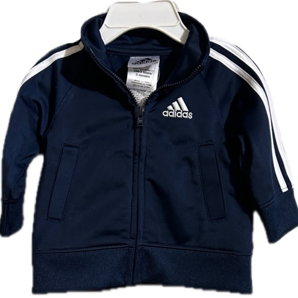 NEW! Adidas 3-6 Month Baby BoysNavy Blue Athletic Zip Front Jacket